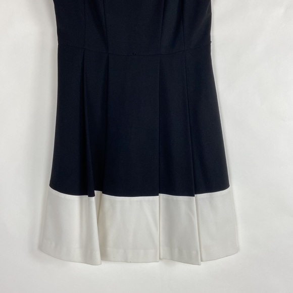 Calvin Klein Sleeveless Black with White Hem Fitted Midi Cocktail Sheath Dress - Picture 10 of 15